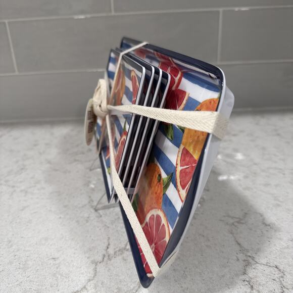 5pc Set GRAPEFRUIT Plates & Platter / Tray C&C California Melamine Citrus NEW - Picture 4 of 4